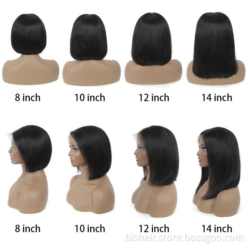 Cheap Price Brazilian Straight Hair Bob Wig Real Human Hair 13x4 Bob Lace Front Wig Real Human Hair  For Women Natural Color